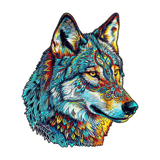 Houten figuren puzzel Wolf Totem geschenkdoos unieke dierenvorm