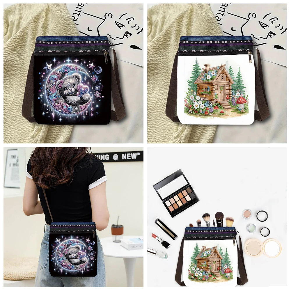 Diamond Painting Tas Wolf – Canvas Schoudertas met Rits en Hengsel