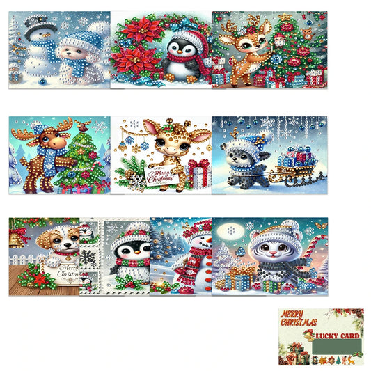 Diamond Painting Kerstkaarten set 10 kerstkaarten met steentjes
