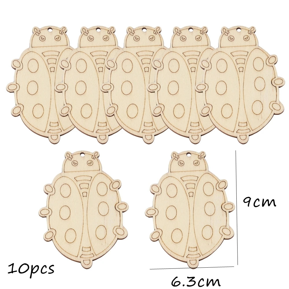 Houten figuren om zelf te kleuren/schilderen lente bloemen set van 10