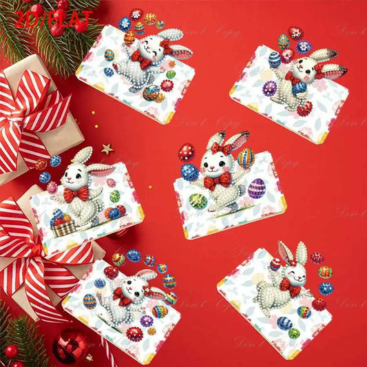 Diamond Painting Wenskaarten Pasen met Paashaas en Eieren