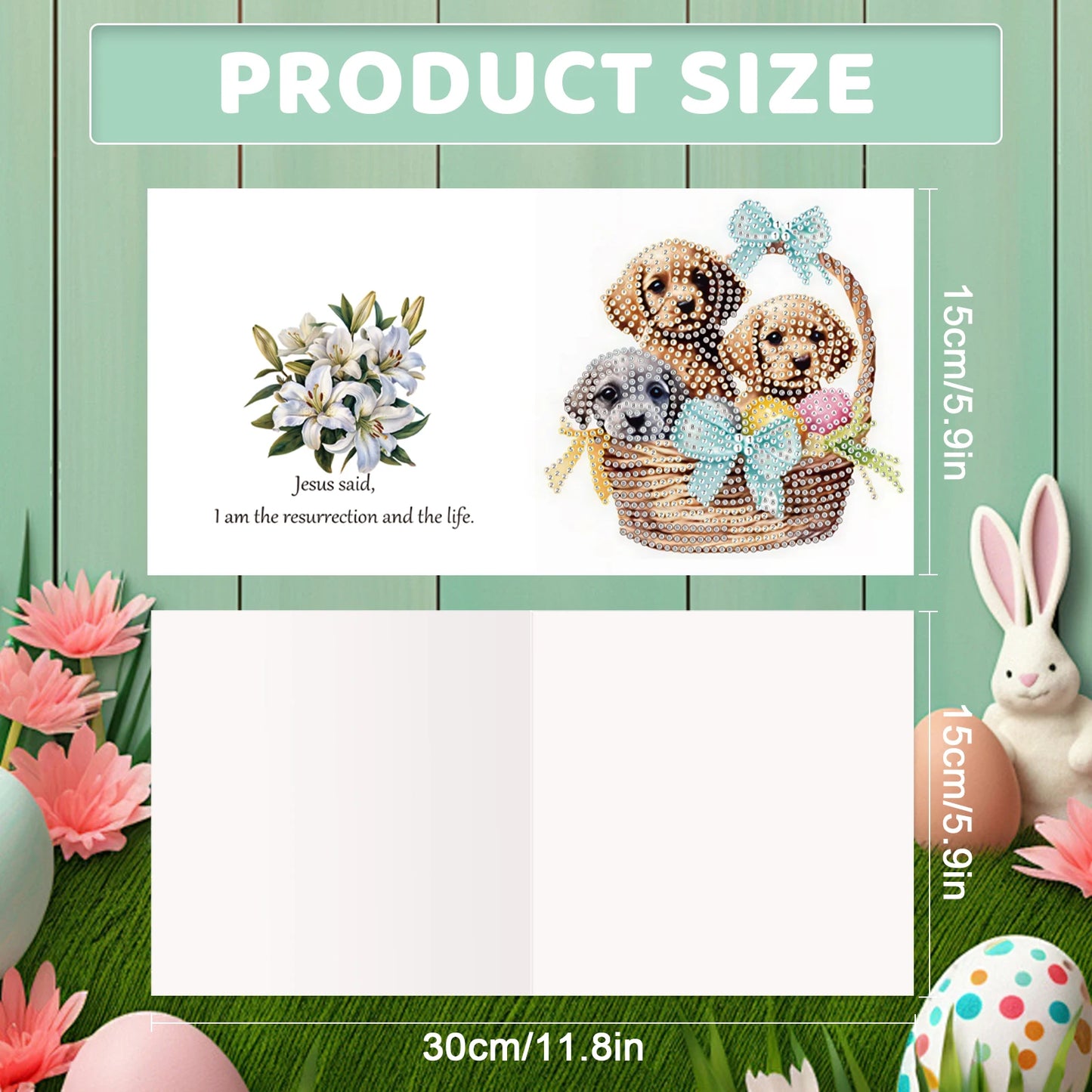 Diamond Painting Wenskaarten Pasen – Schattige Puppy Set met Diamanten