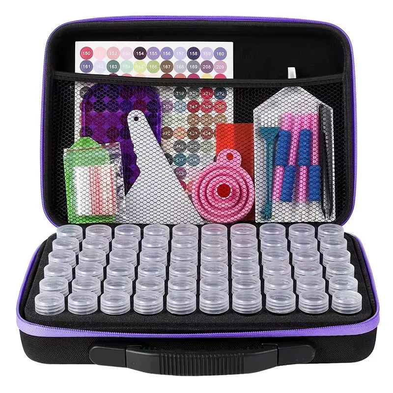 Diamond Painting Opbergkoffer met 30 of 60 Opbergpotjes en Accessoires