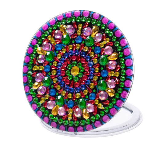 Diamond Painting Spiegel Opvouwbare Compacte Pocketspiegel Mandala PU Leer 7x7cm - 135