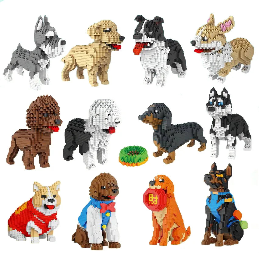 Bouwpakket dieren - Mini honden bouwset voor kinderen en volwassenen