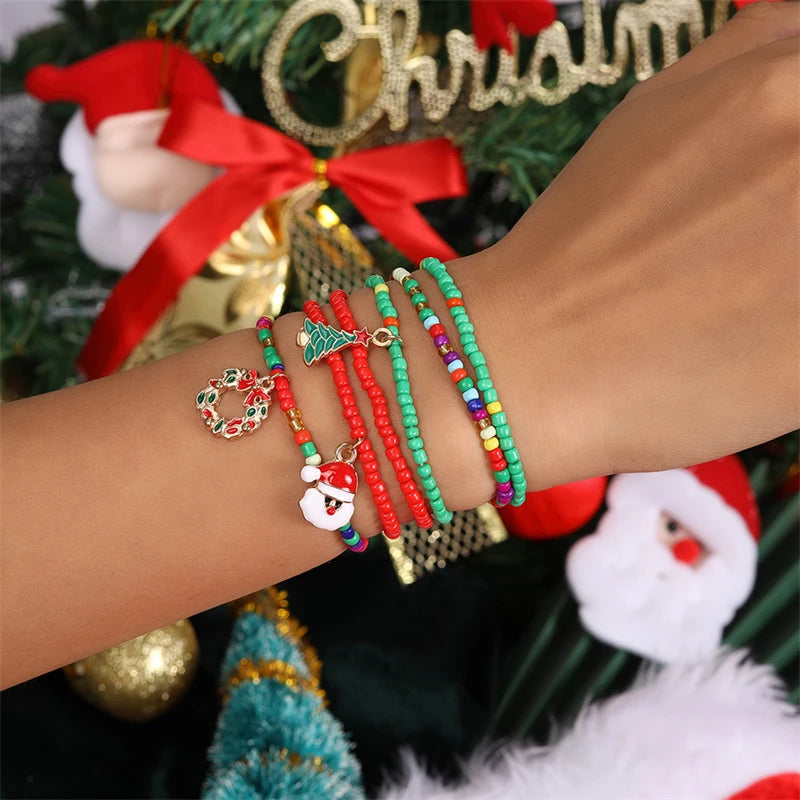 Kerst armbanden set dames handmade kralen met kerst charms cadeau