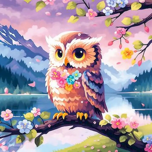 Diamond Painting Dieren ronde of vierkante steentjes - Uil DZDP80056