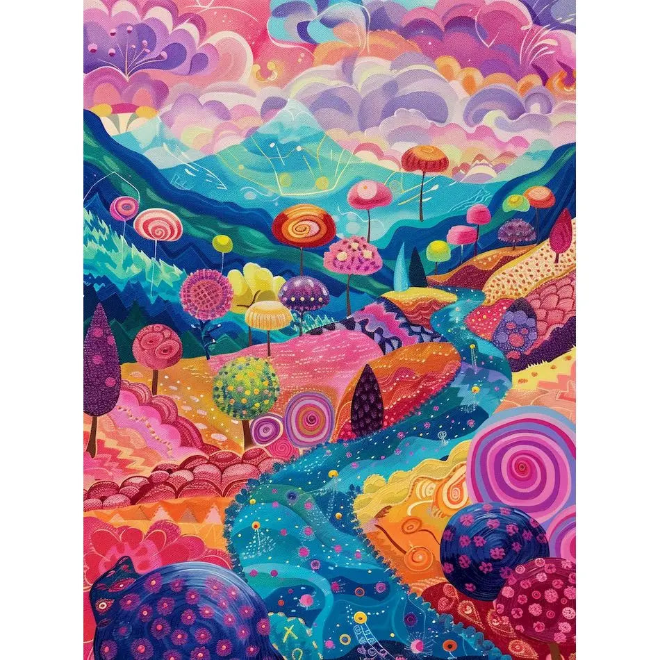 Schilderen op nummer Landschappen - Kleurrijke abstracte landschappen