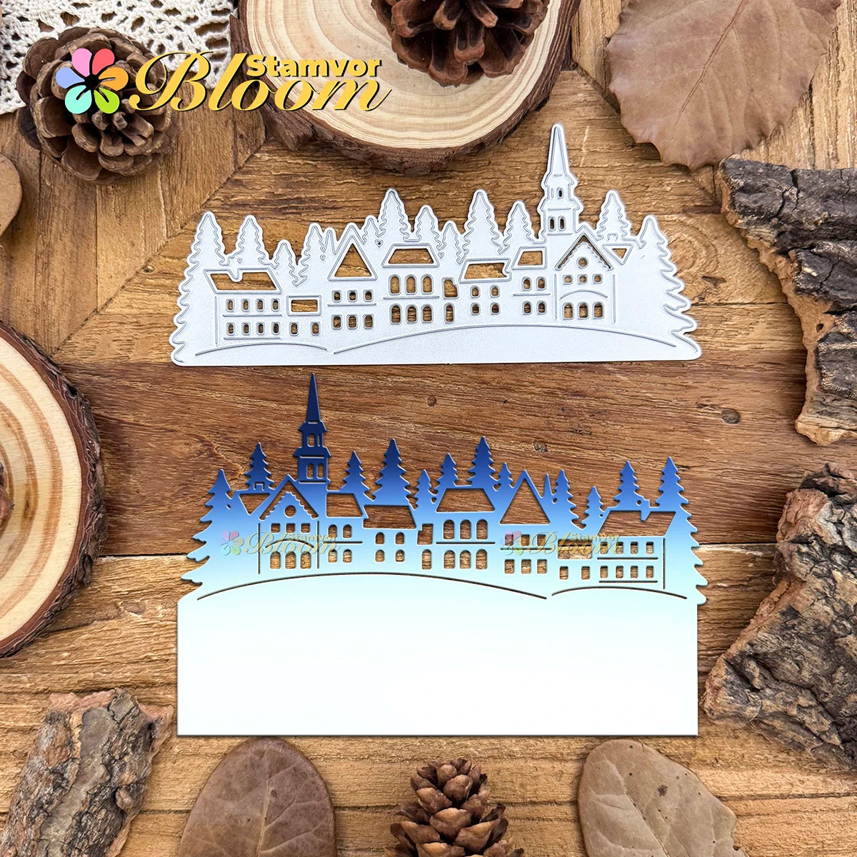 Snijmal Winterhuizen en Bomen voor Kerstnacht Decoraties