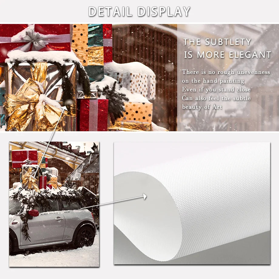 Kerst schilderij Happy New Year wanddecoratie canvas poster zonder lijst