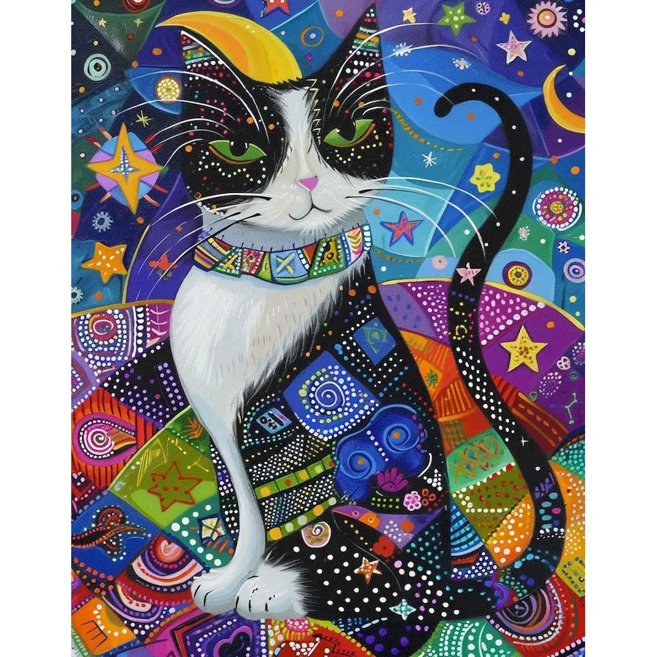 Schilderen op nummer Dieren - Kat Abstract op Canvas voor Volwassenen - 9959719