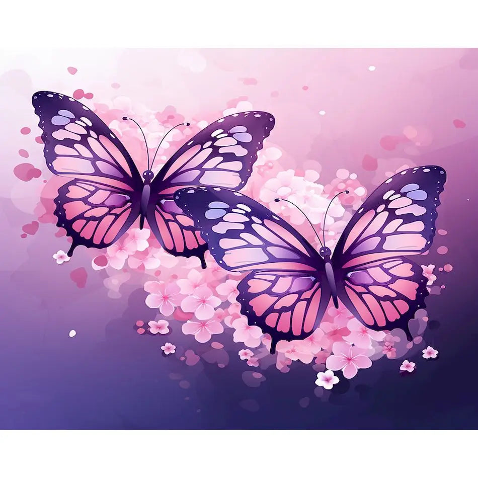 Schilderen op nummer Dieren - Vlinder met Kleurrijke Bloemen - 9965241