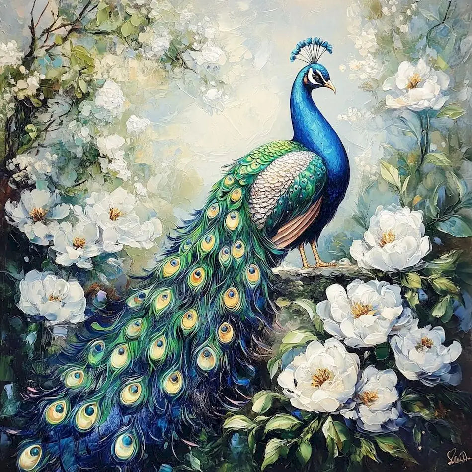 Diamond Painting Dieren - volledige bedekking - ronde of vierkante steentjes - Pauw