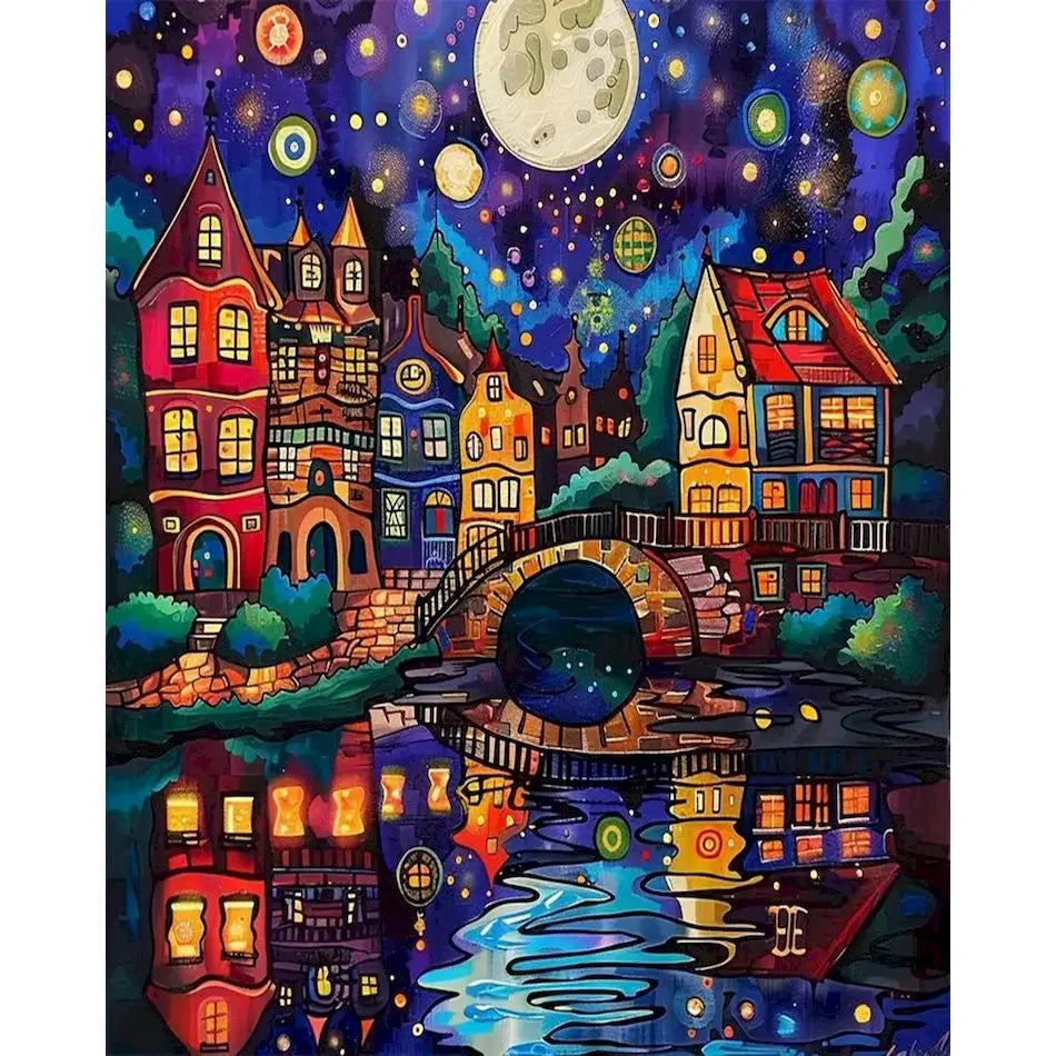 Schilderen op nummer Landschappen - Abstracte huizen, landschappen en busjes (Keuze uit 13 afbeeldingen)