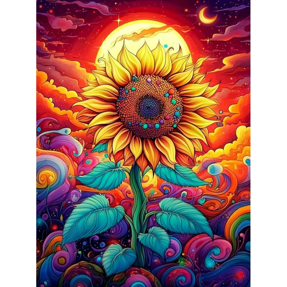 Schilderen op nummer Bloemen en Planten met Zonnebloemen en Lotus