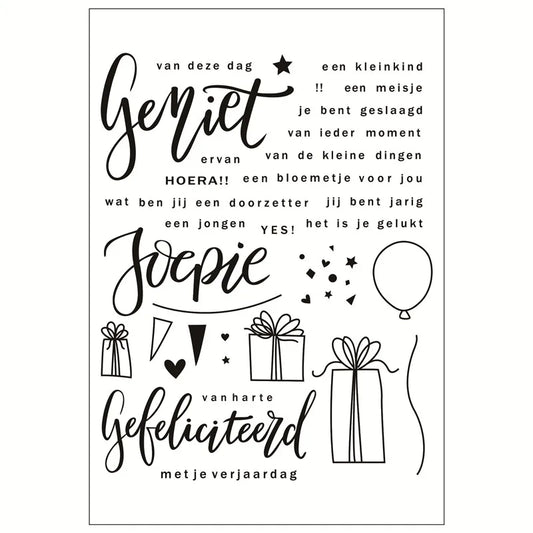 Stempel Transparant - Gefeliciteerd - Joepie - Geniet