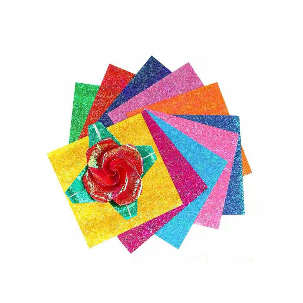 Papier voor kaarten maken en scrapbook glitter origami papier 15 x 15 cm