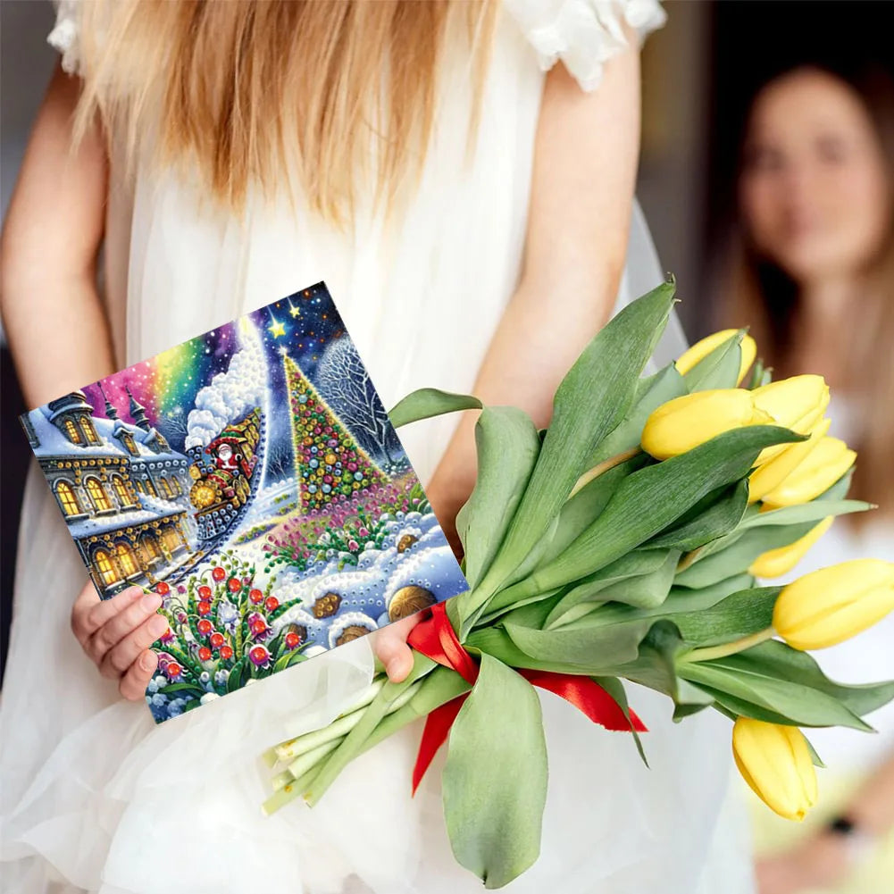 Diamond Painting Kerstkaarten Set met 6 Luxe Wenskaarten en Enveloppen - HK026
