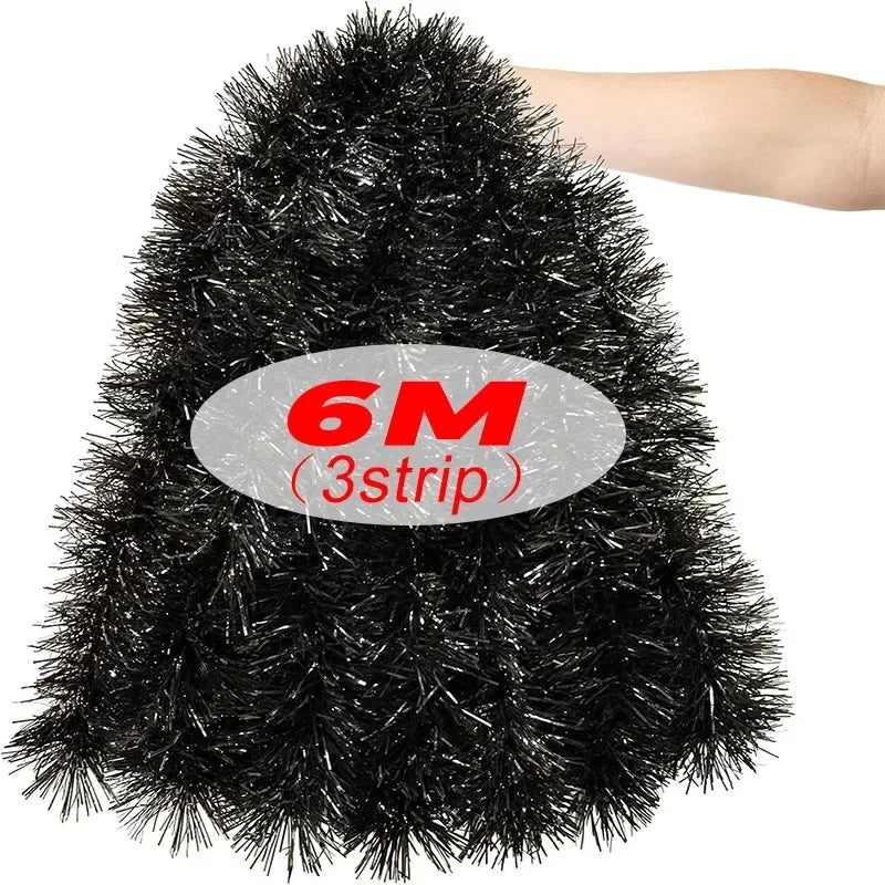 Kerst Guirlande Glanzende Tinsel voor Feestelijke Decoratie - Zwart of Wit