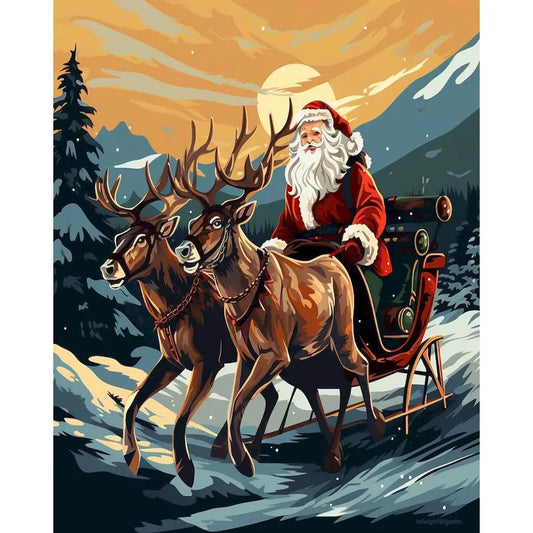 Schilderen op nummer Kerst Dieren met Acrylverf en Lijst (optioneel) - 9962694