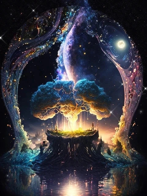 Schilderen op nummer Landschappen – Bomen in het donker (keuze uit 12 afbeeldingen)