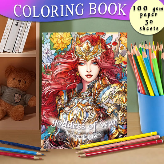 Kleurboek voor volwassenen – Godin van de Oorlog, 30 unieke patronen