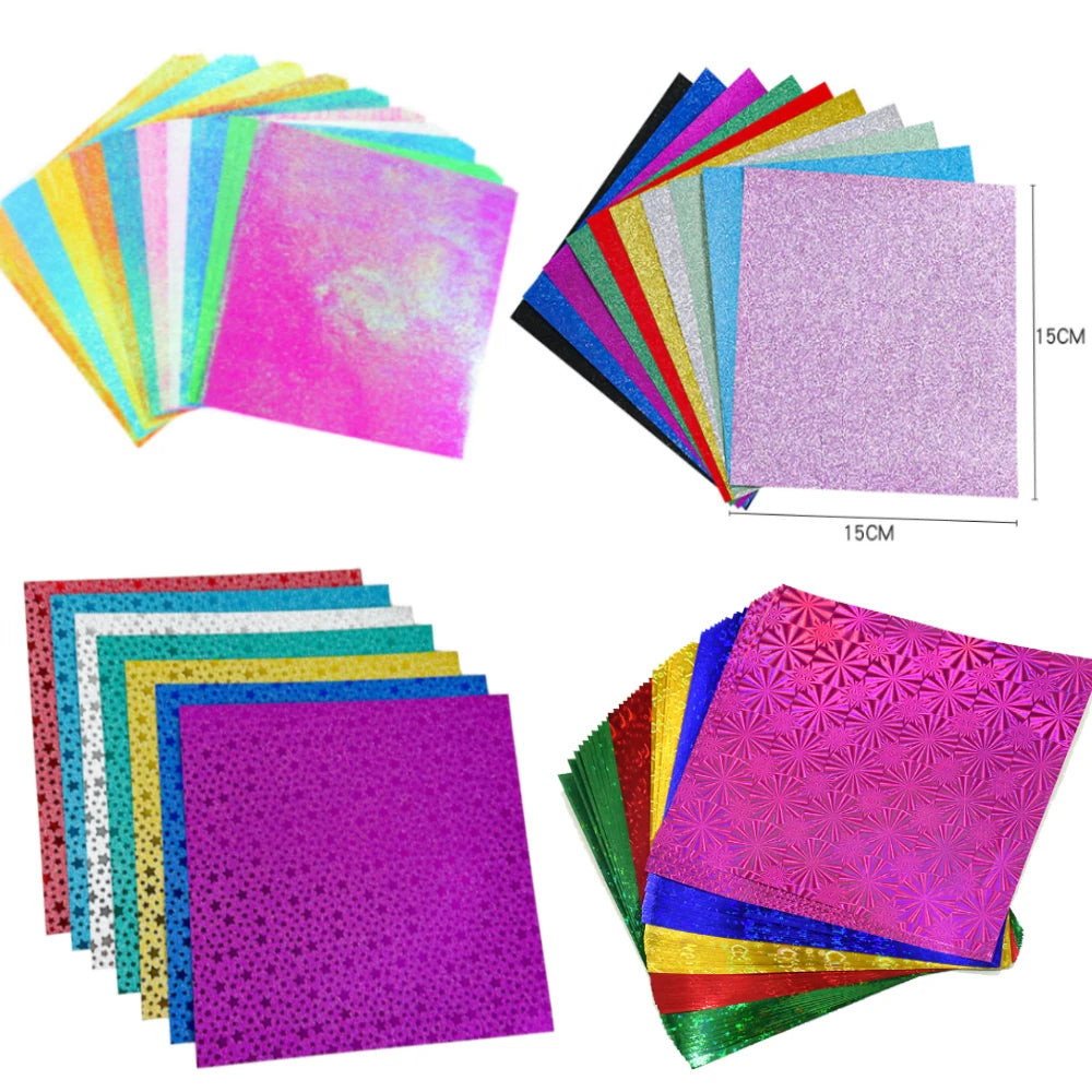 Papier voor kaarten maken en scrapbook glitter origami papier 15 x 15 cm