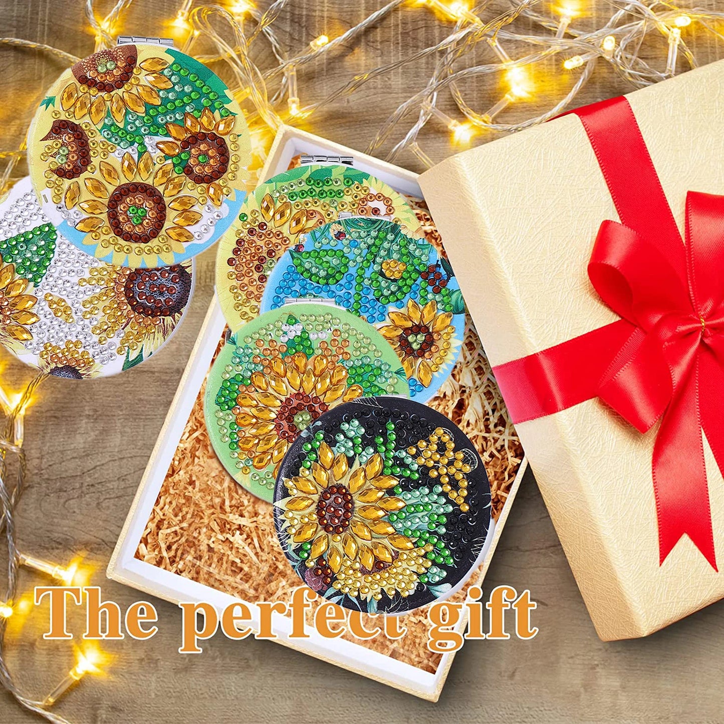 Diamond Painting Make-up Spiegel - Zonnebloem Ontwerp