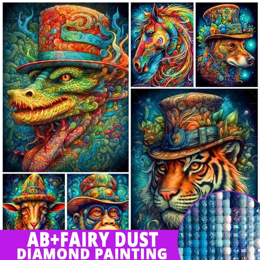 AB Diamond Painting op canvas – Dierenriem met Tijger, Paard en Hond