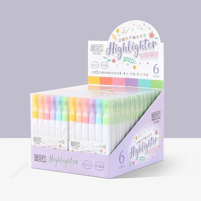 Stiften set pastel – 6 zachte kleuren markeerstiften