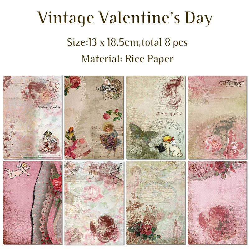 Papier voor kaarten maken & Scrapbook Rijstpapier Bloemen Vintage Set