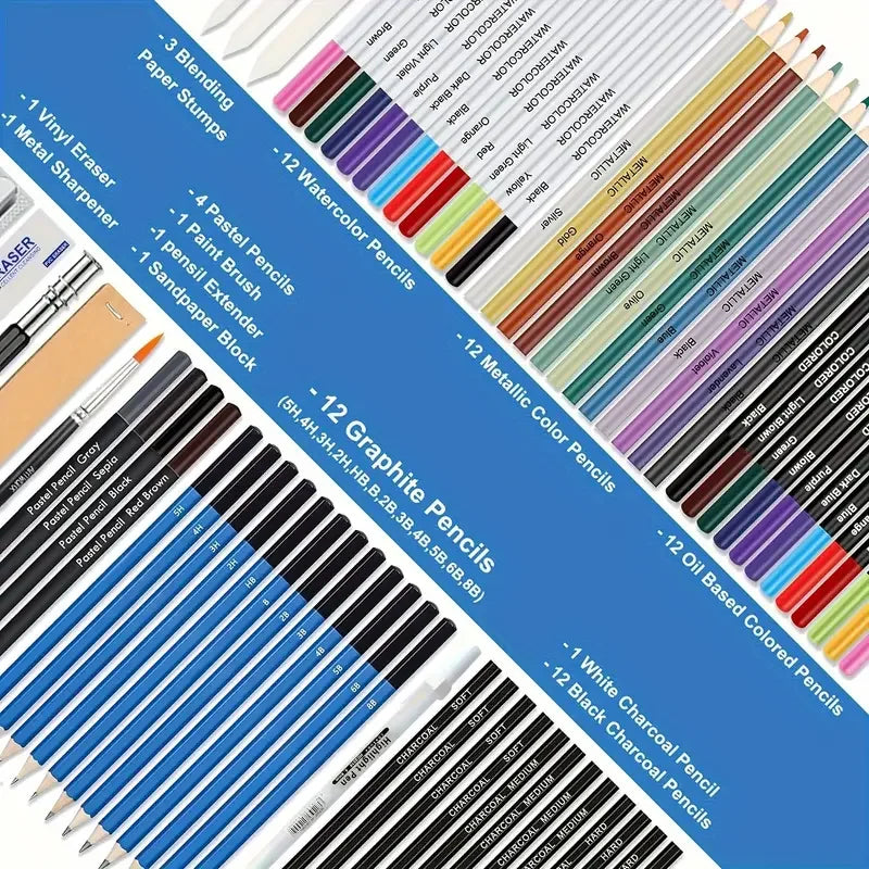 Kleurpotloden set creatieve tekenset met 76 delen voor kunstenaars