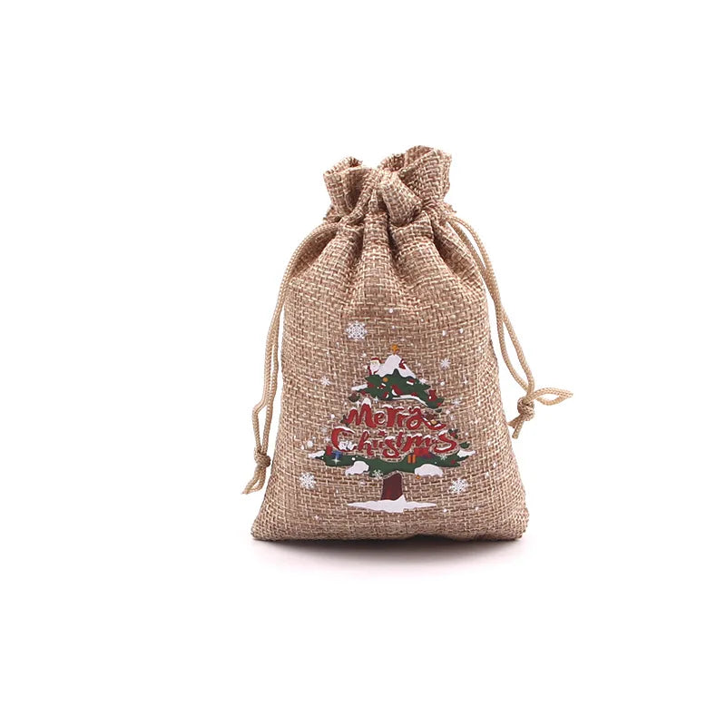 Kerst cadeau verpakking – Natuurlijke jute zakjes met trekkoord voor sieraden of snoep