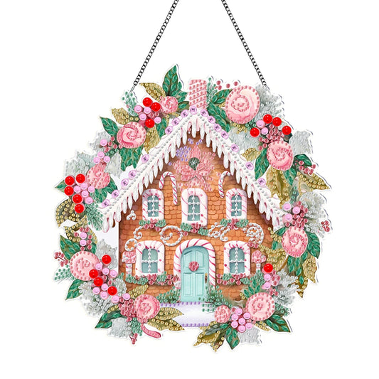 Diamond Painting Kerst krans Hangdecoratie voor Raam, Tuin of Kerstboom - KJ0270