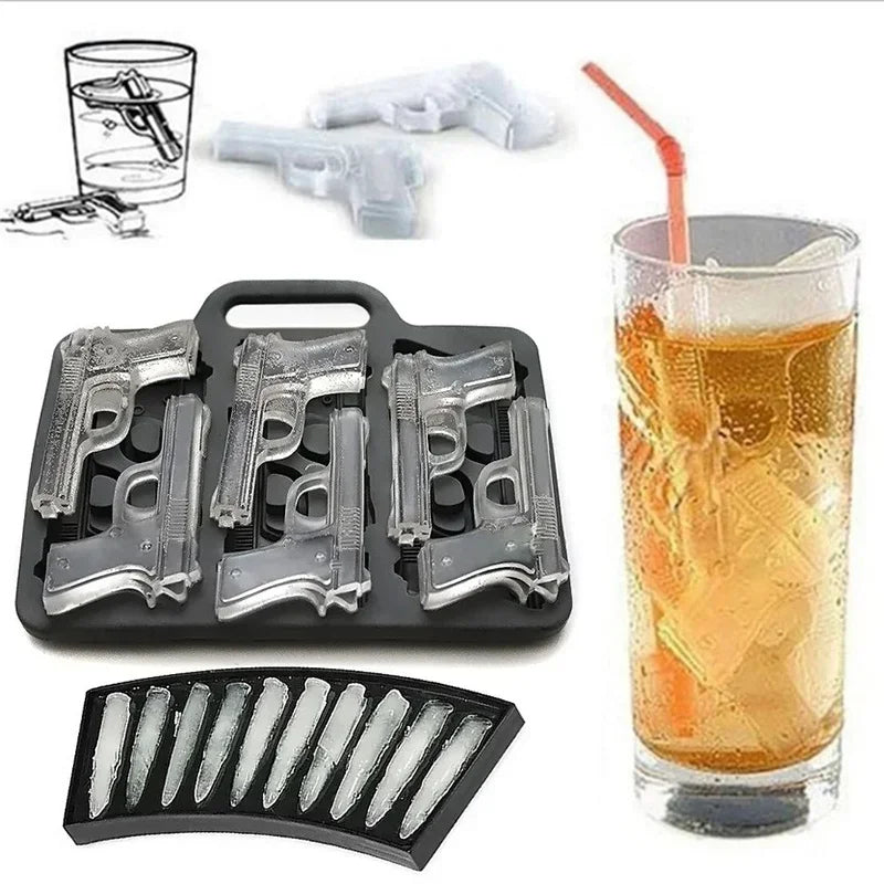 IJsblokjesvorm kogel en pistool figuren voor drankjes en cocktails