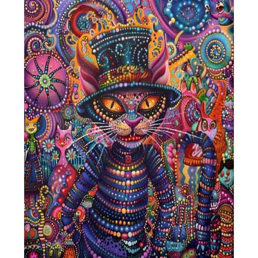 Schilderen op nummer Dieren - Kat Abstract op Canvas voor Volwassenen - 9959864