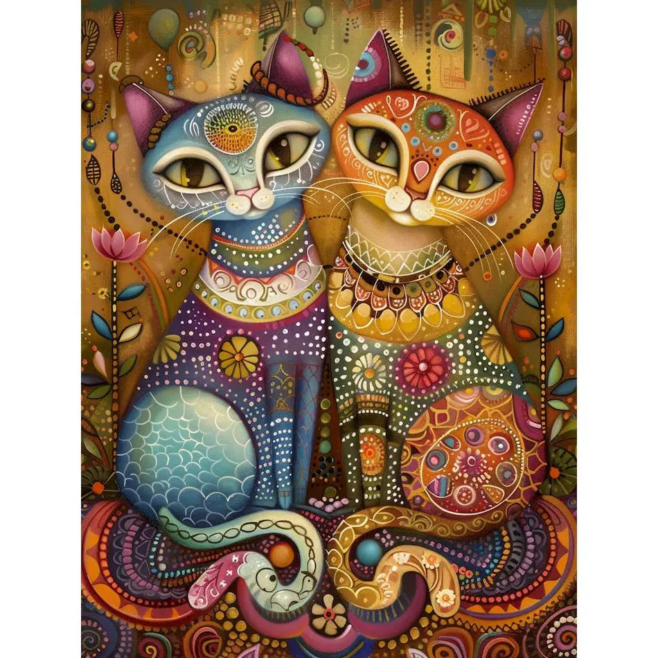 Schilderen op nummer Dieren - Kat Abstract op Canvas voor Volwassenen - 9960068