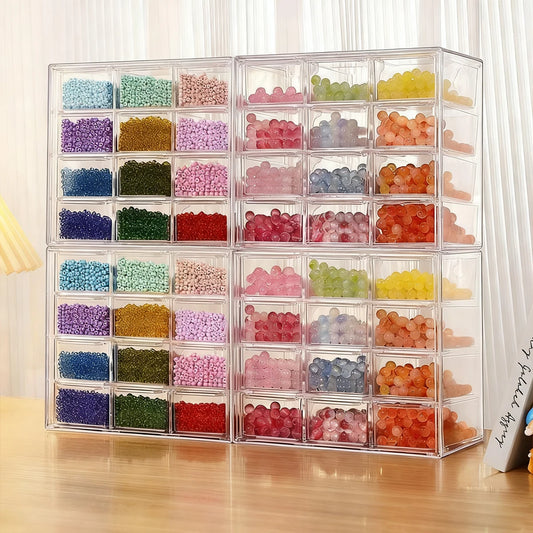 Diamond Painting Opbergdoosjes in kastje met uitschuifbare vakjes voor steentjes en accessoires