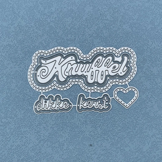 Metalen snijmal - Nederlandse teksten - dikke kerst Knuffel 9.7X6 CM