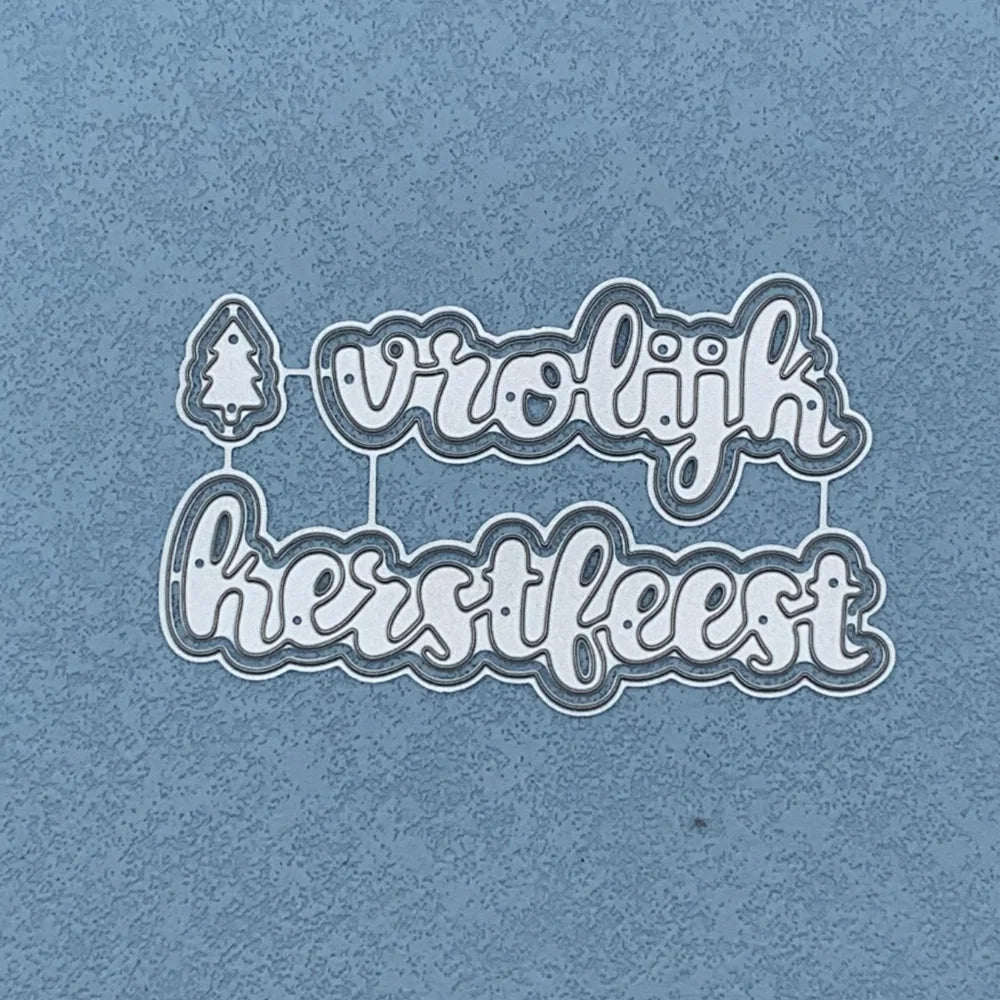 Metalen snijmal - Nederlandse teksten - vrolijk kerstfeest 9.3X5.7 CM