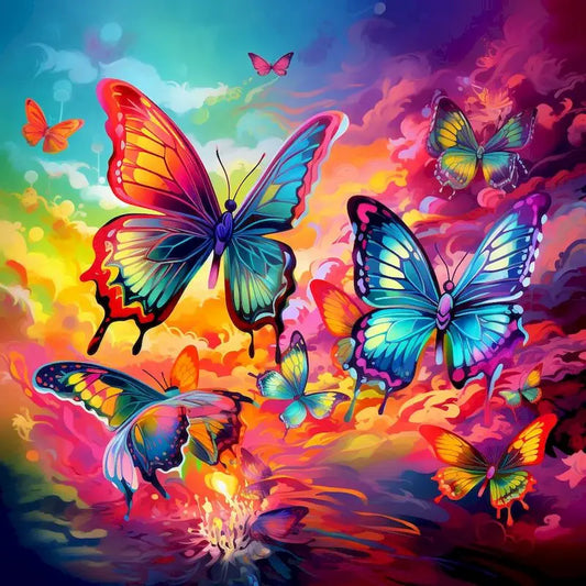 Diamond Painting Dieren Volledige Ronde Steentjes 30x40cm - Vlinders 1