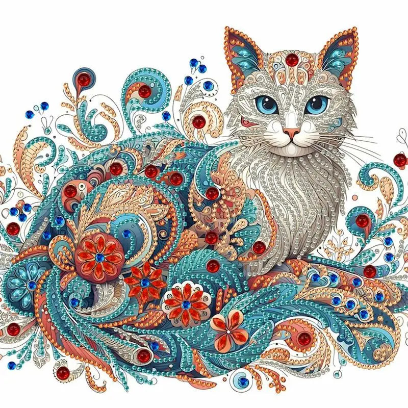 Diamond Painting op canvas met speciale vorm steentjes 30x30cm - 004 Kat