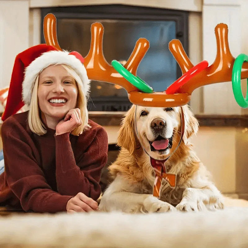 Opblaasbaar Kerst ornament rendiergewei ringwerpspel – feestelijke decoratie