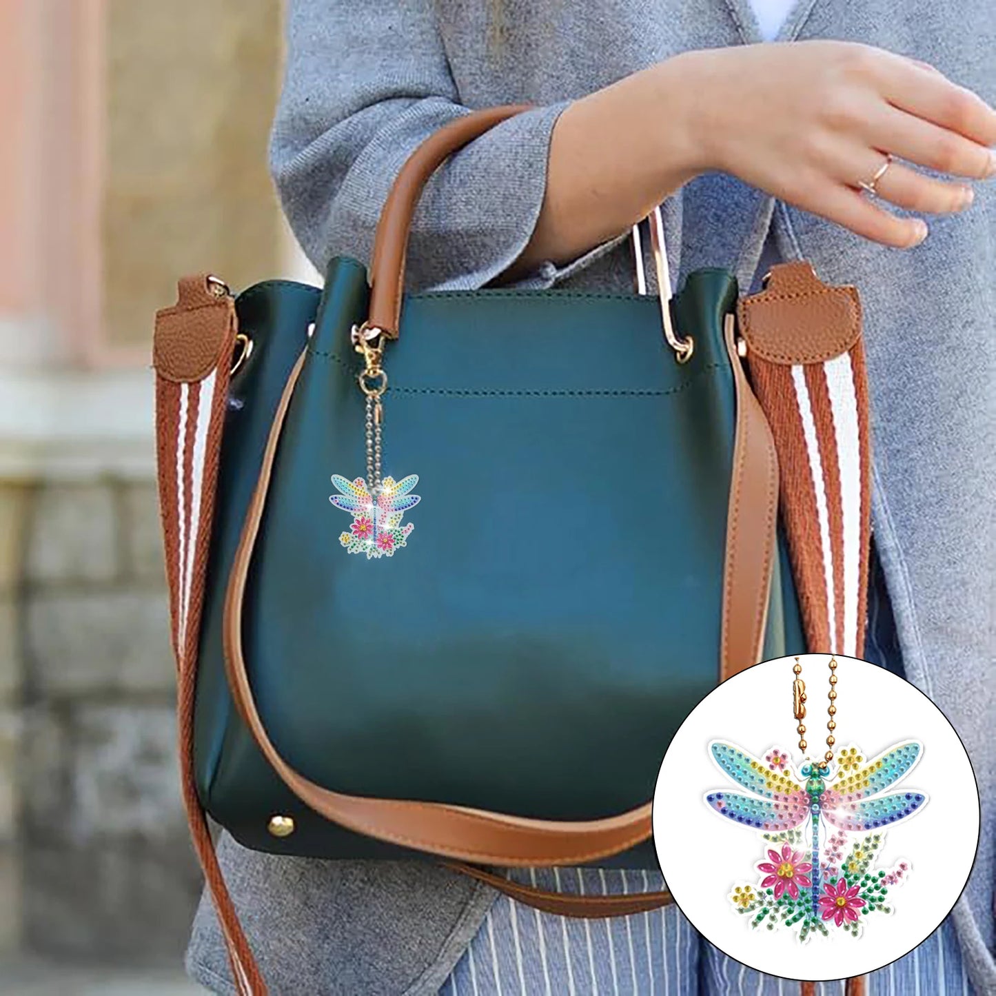 Diamond Painting Sleutelhanger set - Libelle & Vlinder - 8 stuks