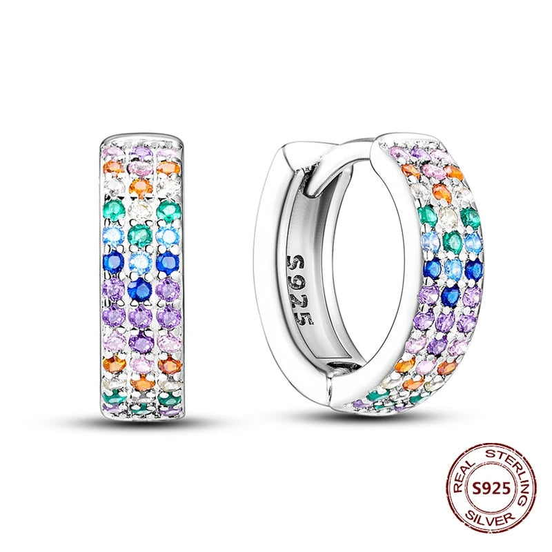 Oorbellen Regenboog Hoops van 925 Sterling Zilver met Zirconia