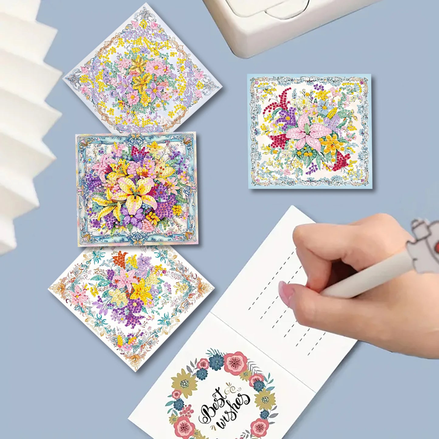 Diamond Painting Wenskaarten set Bloemen Verjaardag