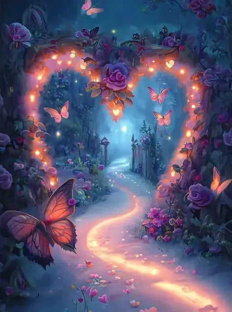 AB Diamond Painting op canvas - Fairy Dust Fantasy met Sterrenhemel, Boom & Vlinder