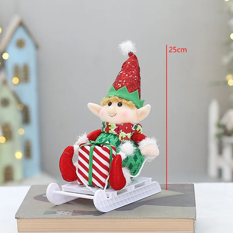 Kerst pop liggende telescoop elf met slee – feestelijke decoratie voor thuis