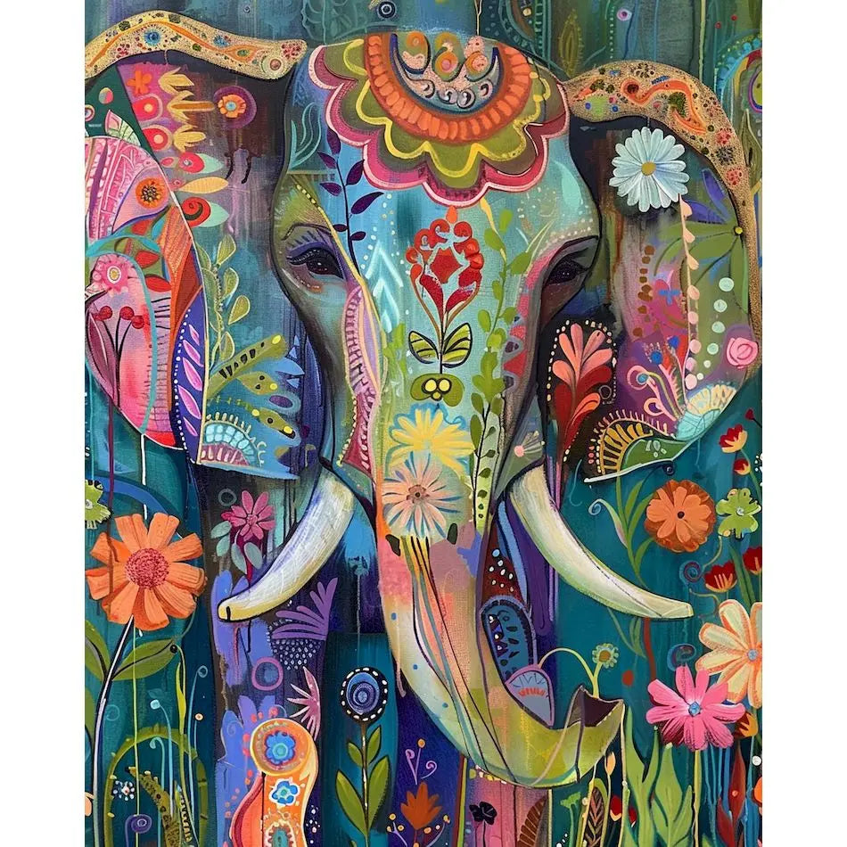Schilderen op nummer Dieren - Olifant Abstract Modern Canvas - 9960066
