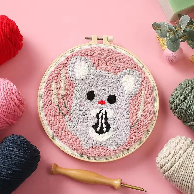 Punch Needle pakket Schattige Cartoon Dieren Wanddecoratie en Handwerk - CCX-649-2020